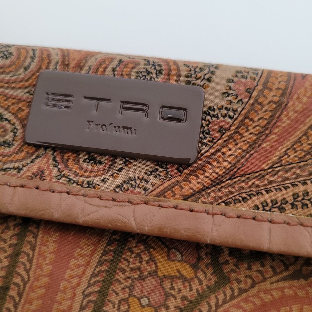 Etro Profumi Paisley Brown Mini Small Wallet Pouch Retro Vintage - Picture 5 of 6